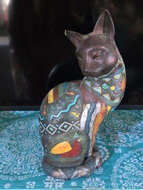 Colorful Hand-Painted Decorative Cat Statue